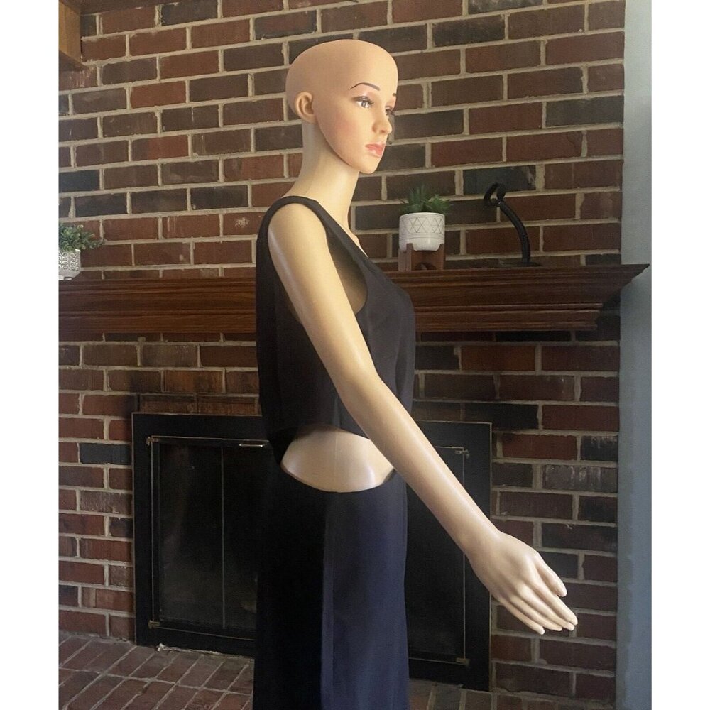 NICOLE MILLER Women’s One Shoulder Side Cut Out Jumpsuit Size 14 Black Zip New - Picture 6 of 16